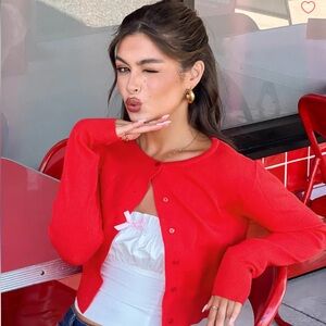 Beginning boutique Mason Red Cardigan